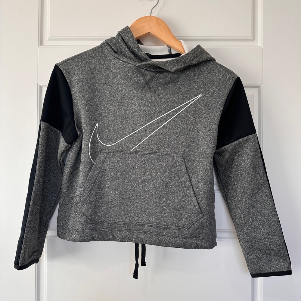 Nike Girls Therma Fleece Training Hoodie Sweatshirt Pullover Gray Size M